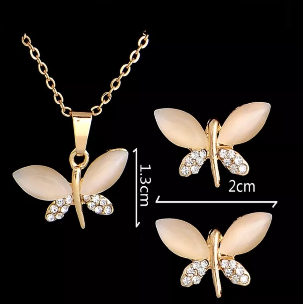 CZ Crystal Delicate Butterfly Earrings Set - Picture 3 of 5